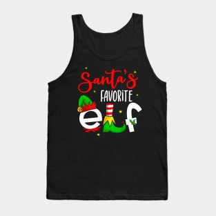 Funny Santa's Favorite Elf Squad Christmas Pajama Matching Tank Top